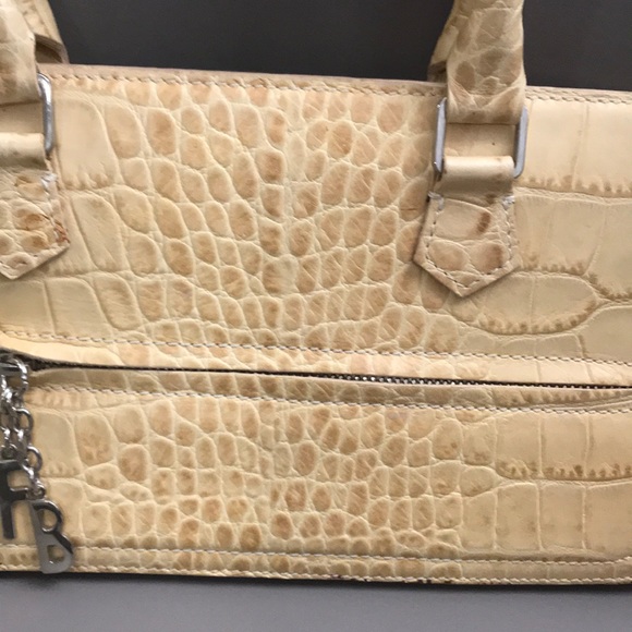 Francesco Biasia Croc Embossed Leather Satchel - Picture 6 of 8